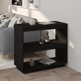 Book Cabinet Black Solid Pinewood Medium Book Cabinet