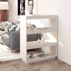 Book Cabinet White Solid pine wood 31.5 x 13.8 x 40.6 i...
