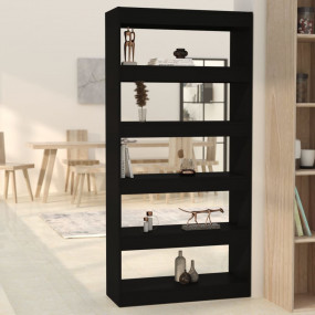 Book Cabinet Black Engineered Wood 31.5 x 11.8 x 65.4 i...