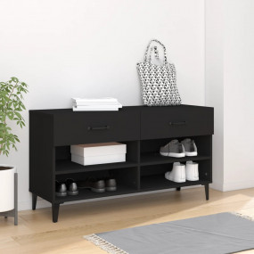 Shoe Cabinet Black Engineered Wood Shoe Cabinet Rectang...