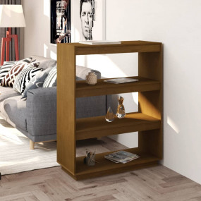 Book Cabinet Honey brown Solid pine wood Medium Book Ca...