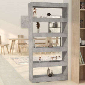 Book Cabinet Concrete Gray Engineered Wood Medium Book ...