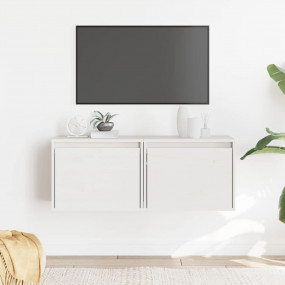 Wall Cabinet Set of 2 White Solid Pine Wood 17.7 x 11.8...