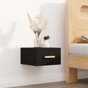 Wall-mounted Bedside Cabinet Black Engineered wood Comp...