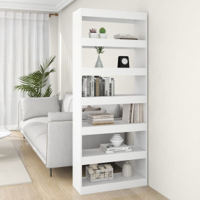 Book Cabinet White Engineered wood 31.5 x 11.8 x 77.9 i...