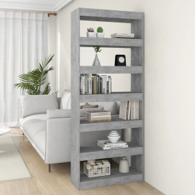 Book Cabinet Concrete grey Engineered wood Tall and Nar...