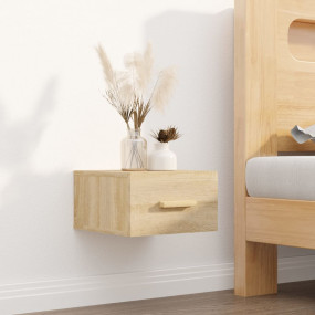 Wall-mounted Bedside Cabinet Set of 2 Sonoma Oak Engine...