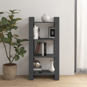 Book Cabinet Grey Solid pine wood 23.6x13.8x49.2 in Boo...