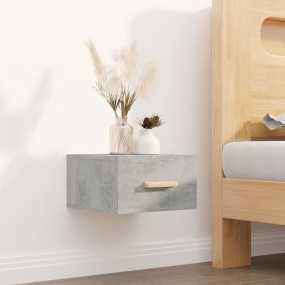 Wall-mounted Bedside Cabinet Concrete gray Engineered w...