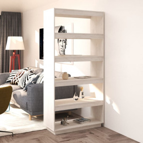 Book Cabinet White Solid Pinewood Medium Book Cabinet