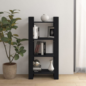 Book Cabinet Black Solid pine wood Medium Black Book Ca...
