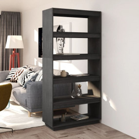 Book Cabinet Gray Solid pine wood Large Storage Book Ca...