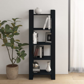 Book Cabinet Black Solid pine wood Medium Book Cabinet