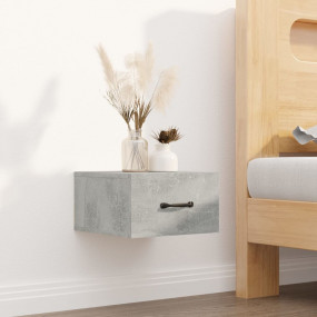 Wall-mounted Bedside Cabinet Concrete Grey Engineered W...