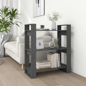 Book Cabinet Grey Solid Pine Wood 31.5x13.8x35.8 in Boo...