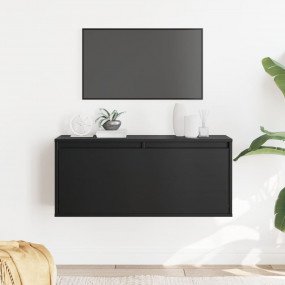 Wall Cabinet Black Solid Pine Wood Medium Wall Cabinet