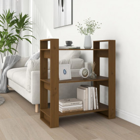 Book Cabinet Honey brown Solid pine wood Medium Book Ca...