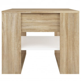 Coffee Table White and Sonoma Oak Engineered Wood Small