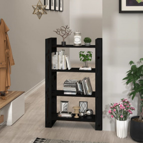Book Cabinet Black Solid pine wood 31.5 x 13.8 x 49.2 i...