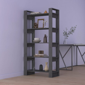 Book Cabinet Grey Solid pine wood Medium Book Cabinet