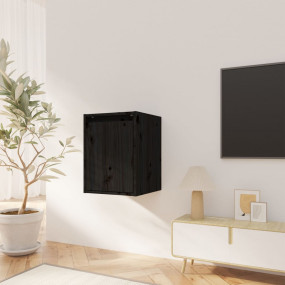Wall Cabinet Black Solid pine wood Medium Wall mounting