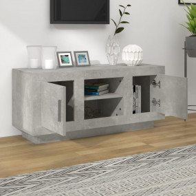 TV Cabinet Concrete Grey Engineered Wood Medium Doors