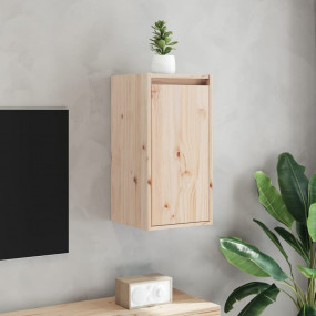 Wall Cabinet Set of 2 Natural Wood Solid Pine Wood Medi...