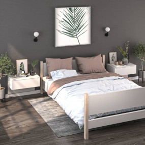 Wall-mounted Bedside Cabinet Set of 2 White Engineered ...