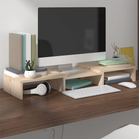Monitor Stand Natural Wood Solid Pine Wood Medium