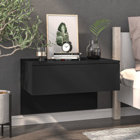 Wall-mounted Bedside Cabinet Black Engineered Wood
