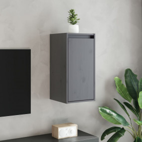 Wall Cabinet Grey Solid Pine Wood Medium Wall Cabinet