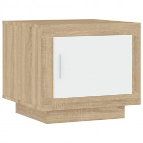 Coffee Table White and Sonoma Oak Engineered Wood Coffe...