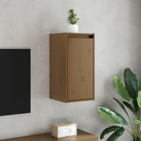 Wall Cabinet Honey brown Solid pine wood Compact Wall m...