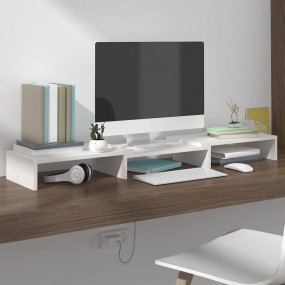 Monitor Stand White Solid pine wood Adjustable Rotatabl...