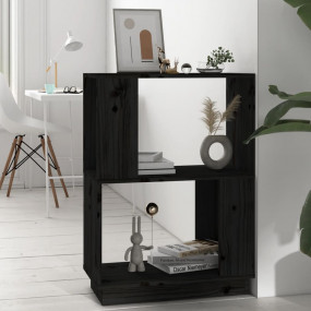 Book Cabinet Black Solid pine wood Compact Book Cabinet
