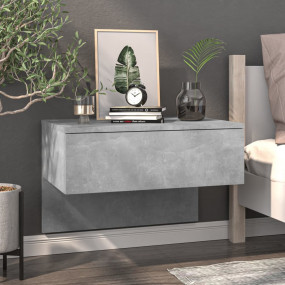 Wall-mounted Bedside Cabinet Concrete grey Engineered w...