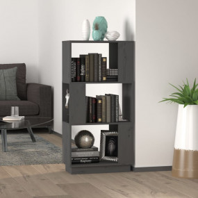 Book Cabinet Grey Solid pine wood Medium Book Cabinet