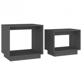 Coffee Table Grey Solid pinewood Small Stackable Coffee...