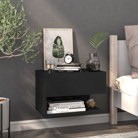 Wall-mounted Bedside Cabinet Black Engineered wood Comp...