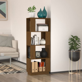 Book Cabinet Honey Brown Solid Pine Wood Medium Book Ca...