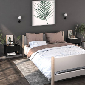 Wall-mounted Bedside Cabinet Set of 2 Black Engineered ...