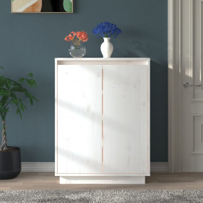 Shoe Cabinet White Solid pinewood Medium Shoe Cabinet