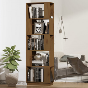 Book Cabinet Honey brown Solid pine wood Medium Book Ca...