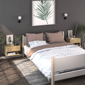 Wall-mounted Bedside Cabinet Set of 2 Sonoma oak Engine...