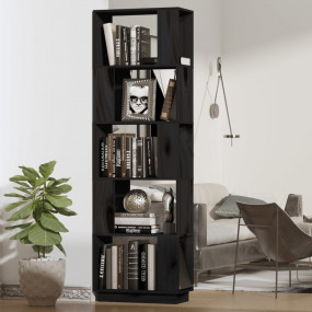 Book Cabinet Black Solid pine wood Small Stylish Storag...