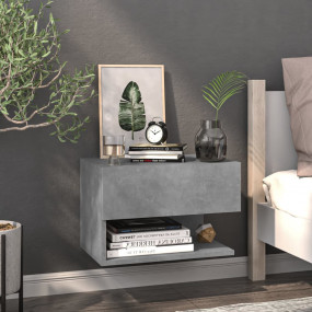 Wall-mounted Bedside Cabinet Concrete Grey Engineered w...