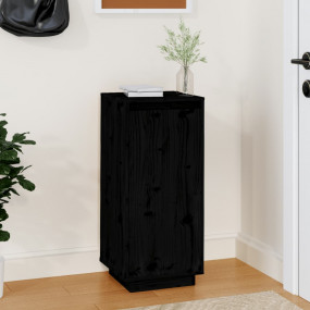 Shoe Cabinet Black Solid Pine Wood Compact Shoe Cabinet