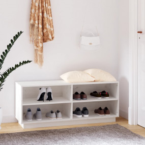 Shoe Cabinet White Solid Pinewood Medium Shoe Cabinet
