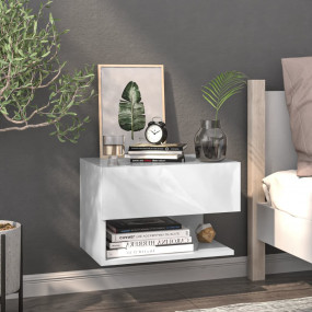 Wall-mounted Bedside Cabinet High gloss white Engineere...