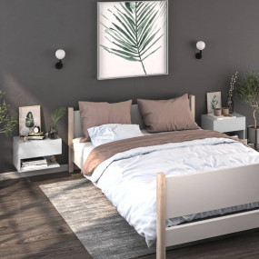 Wall-mounted Bedside Cabinet Set of 2 High Gloss White